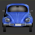 Blue Classic Volkswagen Beetle Car With Shiny Exterior And Retro Design Details
