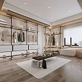 Modern Walk in Closet With Open Storage Clothes Shoes Bench