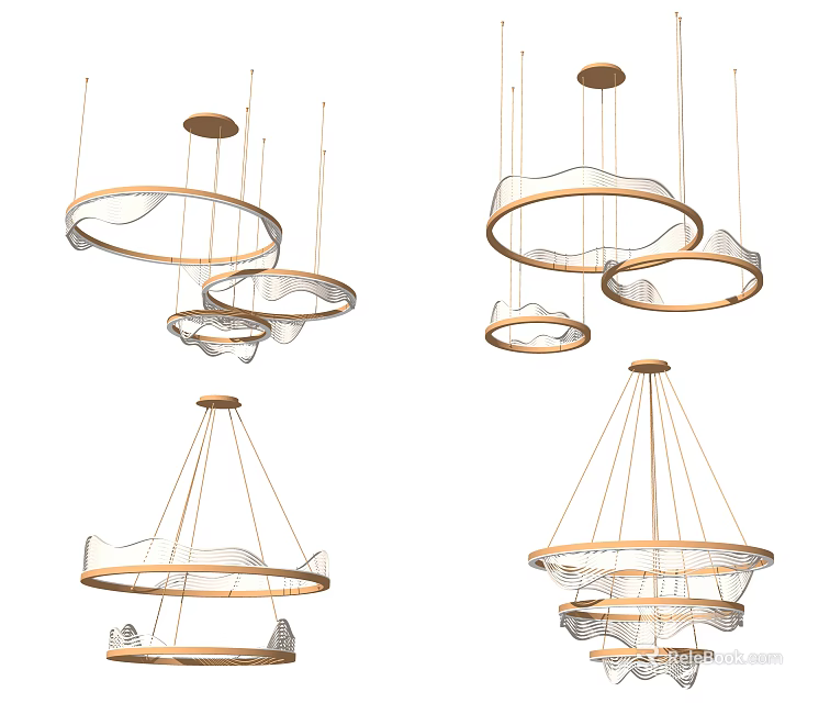 Modern Pendant Lights With Contemporary Circular Rings And Multi layer Design Structure 3d model