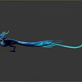 Fantasy Game Movie Character Blue Mythical Bird With Spread Glowing Feather Wings