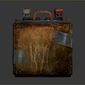 Rusty Vintage Battery With Red Top Components And Square Metal Body