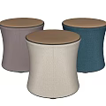 Sofa Stools In Purple Beige Blue With Modern Cylindrical Upholstered Seats