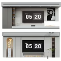 Modern TV Wall Design With Floating Shelves Decorative Lighting And Artwork 3d model