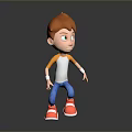 3D Animated Game Movie Character With Reddish Brown Hair Green Eyes And Red Shoes