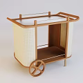 Wooden Serving Cart With Wicker Sides Transparent Top And Storage Shelf