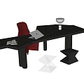 Desk and Chair Combination Stool Desk Single Chair Leisure Chair 3d model