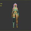 3D Fantasy Female Character With Golden Headdress Black Hair And Decorative Armor