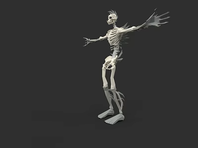 Man Skeleton 3D Model Standing With Outstretched Arms On Dark Background 3d model