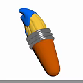 Colorful Paintbrush with Blue Yellow Paint Orange Handle Silver Metal Rings for Art Painting