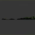 Garden Landscape Design With 3D Green Mountain Terrain And Blue Water Features