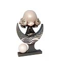 Elegant Girl Figurine Sitting On Crescent Moon Base With Spherical Ornament