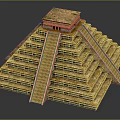 Ancient Stepped Pyramid Architecture With Stone Layers And Temple Structure On Summit 3d model
