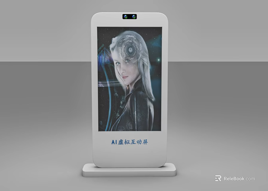 Smart Interactive Computer Terminal With AI Virtual Guide And Touchscreen 3d model 