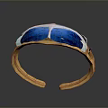 Golden Metallic Bracelet With Shiny Blue Decorative Surface Design 3d model