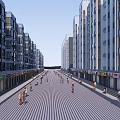 Vibrant Modern Commercial Complex With Busy Pedestrian Street And Retail Stores