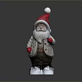Santa Claus Decorative Figurine With Red White Hat White Beard Gray Coat And Red Gloves