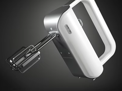 Modern Hand Mixer Kitchen Appliance With White Silver Design And Ergonomic Handle 3d model