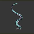 Two Headed Dragon Sculpture With Green Purple Curved Body On Dark Background