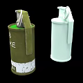 Military Smoke Grenades in Green and White with Fuse and Strap Design