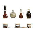 Assorted Glass Spice Bottles And Herb Jars With Different Condiments 3d model