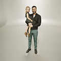 Man holding little girl in simple indoor studio with light background and soft lighting