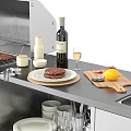 Modern Stainless Steel Mobile Kitchen Stove With Sink Storage And Grill Top