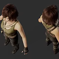 Women 3D Models In Green Tank Tops Black Leather Pants With Knee Pads And Gloves