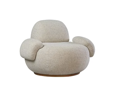 Modern Light Gray Single Sofa With Rounded Arms And Upholstered Fabric Design 3d model