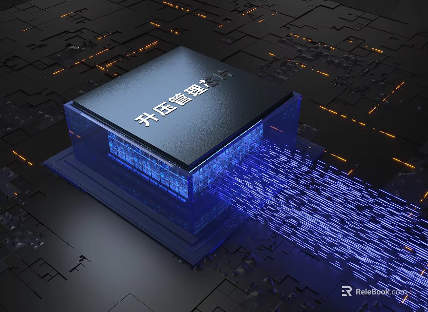 Smart Home Living Device With Tech Inspired Chip And Blue Data Flow 3d model 