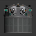 Twin Barrel Military Weapon With Metallic Turret Structure And Armored Design
