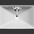 Modern White Square Bathroom Sink Basin With Chrome Faucet And Sleek Design