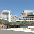 Modern Residential Architecture Featuring High rise Low rise Buildings Trees And Open Plaza