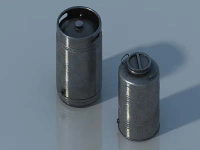 Cylindrical Metal Pet Cabinet With Durable Lid And Textured Surface Design 3d model