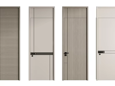 Modern Flush Doors With Various Designs Wooden Texture And Sleek Handles 3d model
