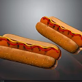Delicious Hot Dogs in Poppy Seed Buns Topped with Ketchup and Mustard