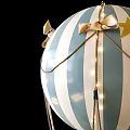 Creative Hot Air Balloon Table Lamp With Red White Stripes And Star Patterns 3d model