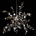 Modern Artistic Chandelier with Hanging Shiny Metallic Discs and Decorative Elements
