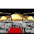Elegant Stage Setup With Golden Lighting Red Carpet And Audience Seats 3d model