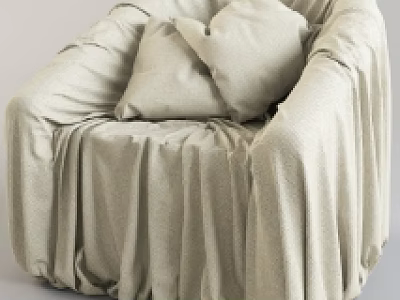 Single Seater Sofa With Cozy Fabric Checkered Patterns In Gray White Beige Black Colors 3d model