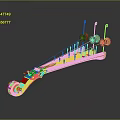 Traditional Musical Instrument 3D Model With Wooden Body Strings And Tuning Pegs