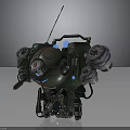 Green Sci-Fi Mechanical Character With Antenna Wheels Mechanical Arms And Glowing Elements 3d model