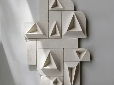 White Geometric 3D Wall Decor With Abstract Triangular And Rectangular Shapes 3d model
