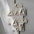 White Geometric 3D Wall Decor With Abstract Triangular And Rectangular Shapes 3d model