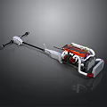 Handheld Garden Cutting Tool With Long Pole Red Orange Engine And White Handle