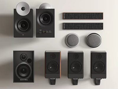Modern Home Audio Speakers Featuring Black Wooden Designs And Multiple Compact Styles 3d model