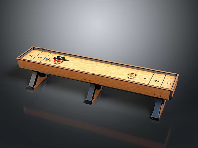 Wooden Shuffleboard Table With Smooth Playing Surface Sturdy Legs Pucks And Score Markers 3d model