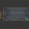Minecraft Inspired Blocky Workbench With Green Gray Blocks And Top Items