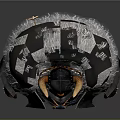 Fantasy Warrior Costume With Fur Trimmed Collar Horned Helmet Leather Armor And Boots