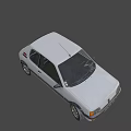 White Classic Two Door Car With Red Stripes And Vintage Design