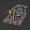 Traditional Rural Self Built House With Tiled Roof Wooden Porch And Stone Foundation
